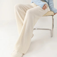 100% Merino Wool Knitted Wide Leg Trousers