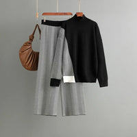 Knitted Color Block Sweater Sets