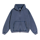 Distressed Washed Batik Retro Zipper Hoodies