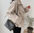 Turn Down Collar Double Breasted Short Wool Coat