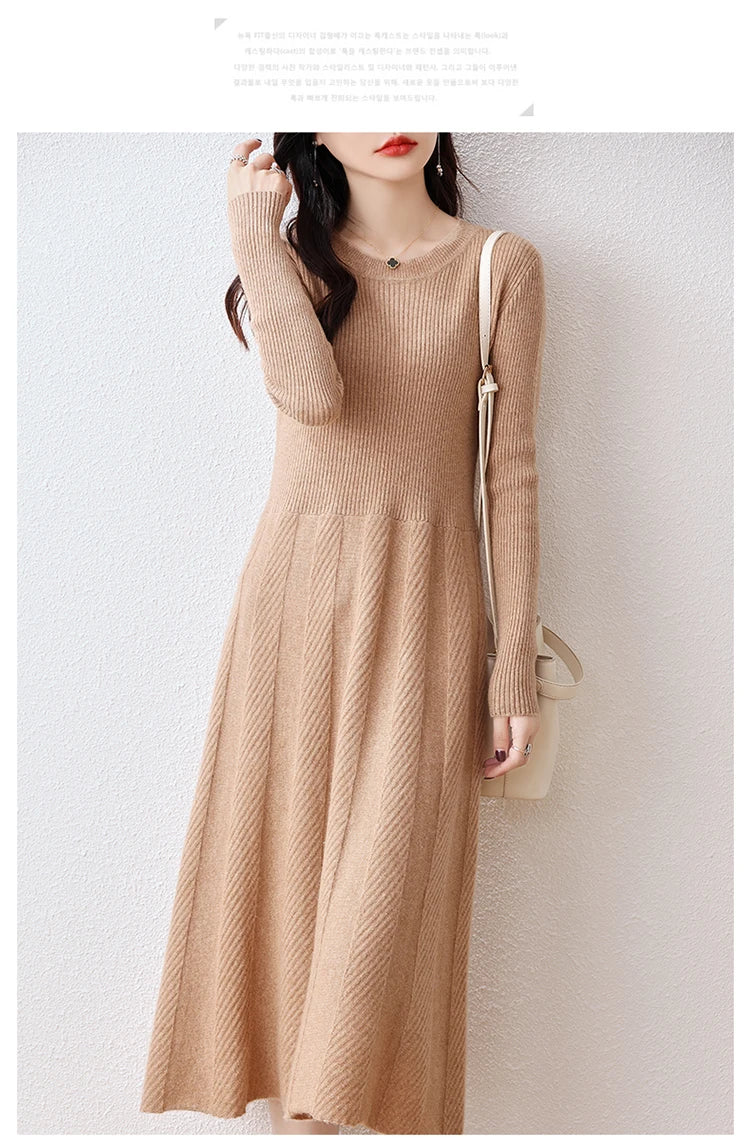 Merino Wool Knitted Sweater Dress