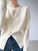 Round-Neck Short Knitted Cardigan
