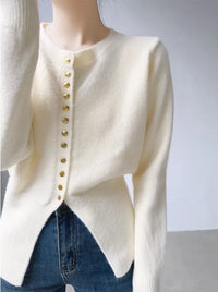 Round-Neck Short Knitted Cardigan