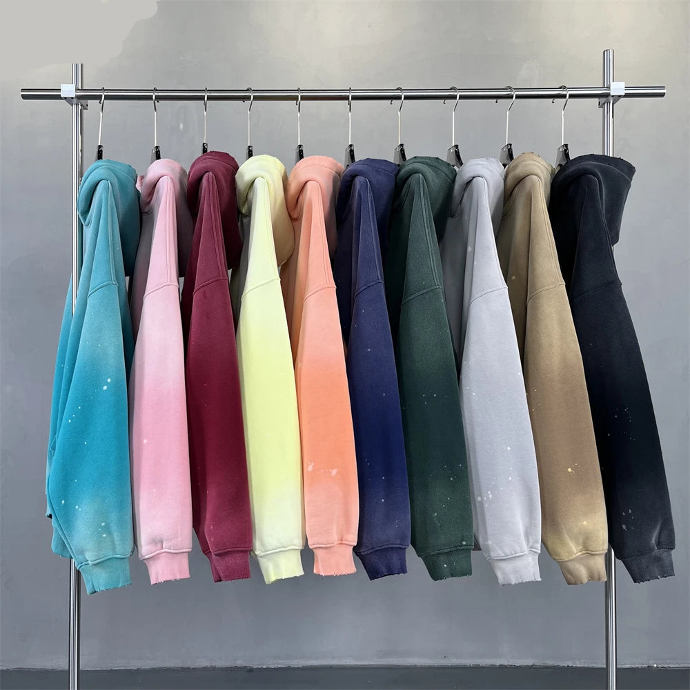 Oversized Warm Paint Distressed  Hoodies