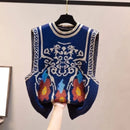 Vintage Round Neck Knitted Vest