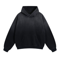 Retro Gradient  Distressed Holes Washed Hoodies