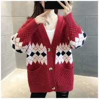 Vintage Plaid Single Breasted Cardigan