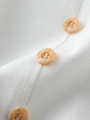 Solid Pleated Polo Neck Puff Sleeve Dress