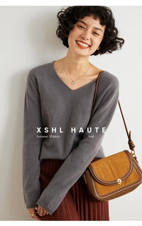 V-Neck 100% Cashmere Basic Jumper