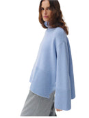 Turtle Neck Basic Knitted Split Pullover