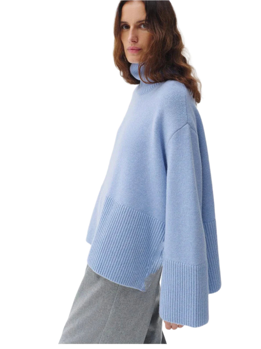 Turtle Neck Basic Knitted Split Pullover