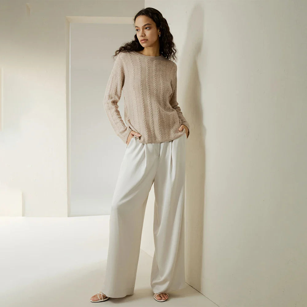 Semi-Sheer Cable-knit Baby Cashmere Sweater