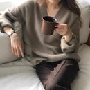 Gentle Herd Slouchy V-neck Wool Sweater