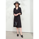 Lapel V-neck Slim Non-stretch A-Line Dress