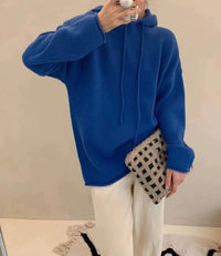 Solid 100% Cashmere Knitted Hoodie