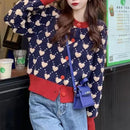 Ugly Sweater Heart Detail Knitted Short Cardigan