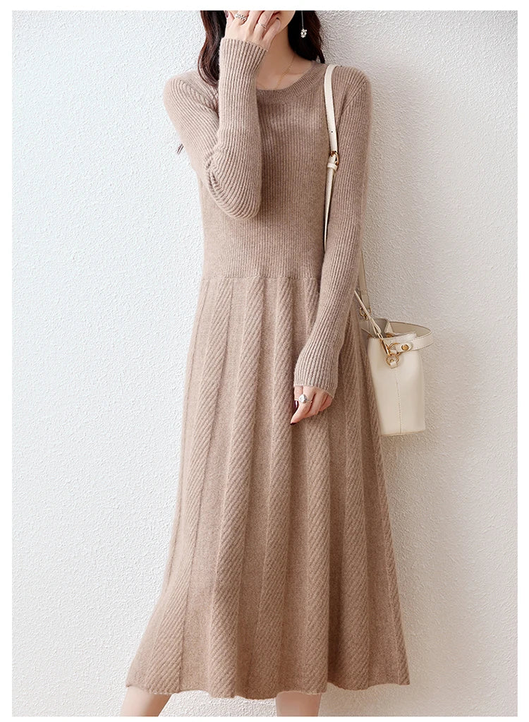 Merino Wool Knitted Sweater Dress