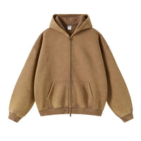Retro Zipped Loose Hoodie