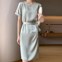 Acetate Silk Drape Satin Dress