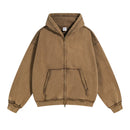 Distressed Washed Batik Retro Zipper Hoodies