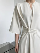 Long Sleeve V-neck Slim Waist Dress