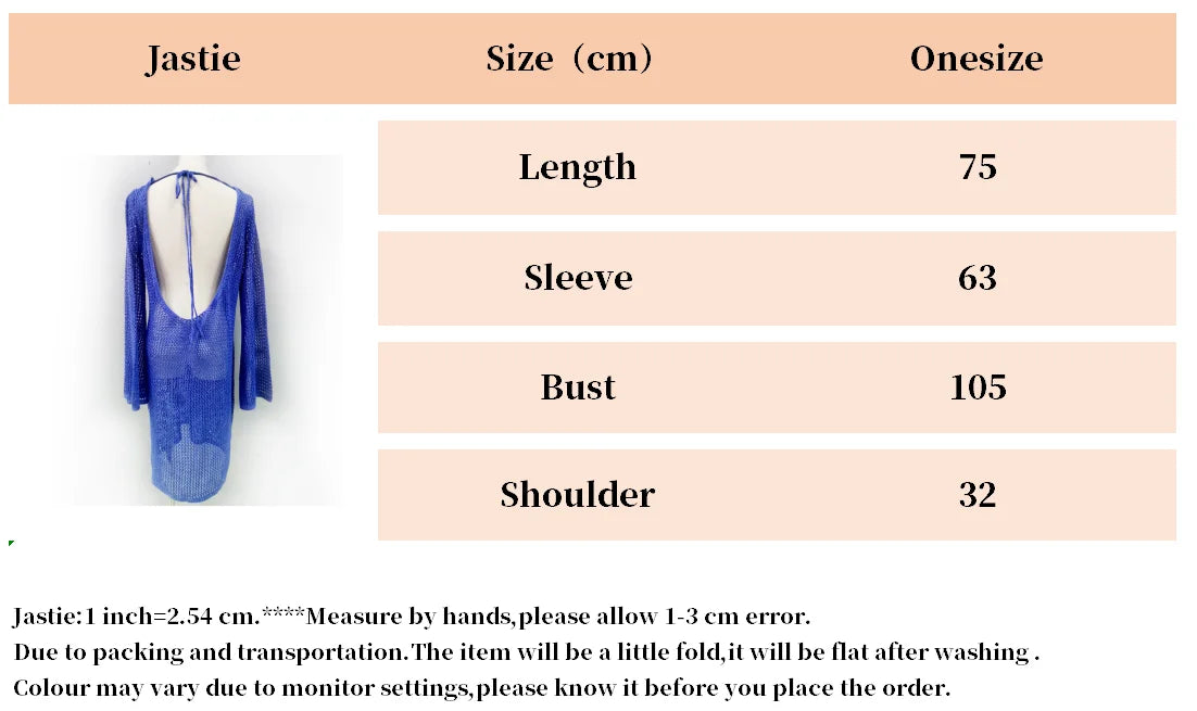 Knitted Bat Sleeves Backless Bikini Hollow Cover-Up