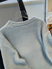 Round-Neck Oversized Knitted Pullover