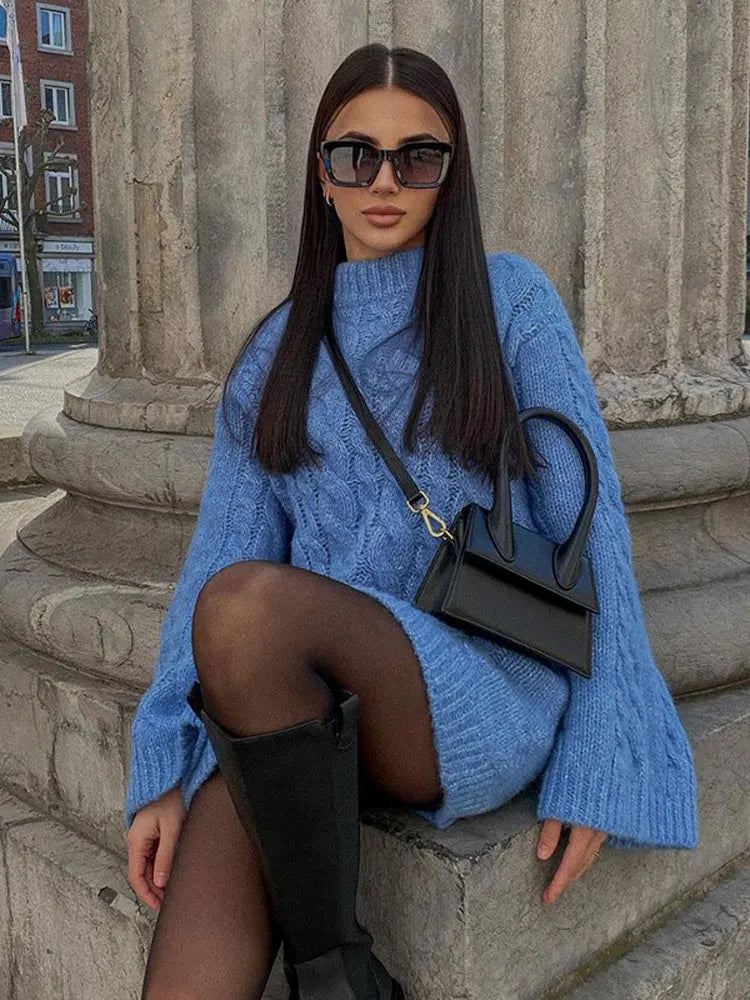Flared Sleeves Cable Knit Pullover
