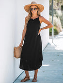 Scoop Neck Spaghetti Flowy Maxi Dress