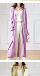 Open Front 100% Merino Wool Long Cardigan