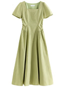 Square Neck High Waist Cotton A-LINE Dresses
