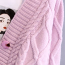 Twist Short V-Neck Single-breasted Knitted Cardigan