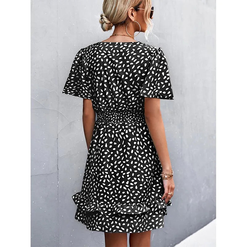 V-Neck Floral Mini Dress