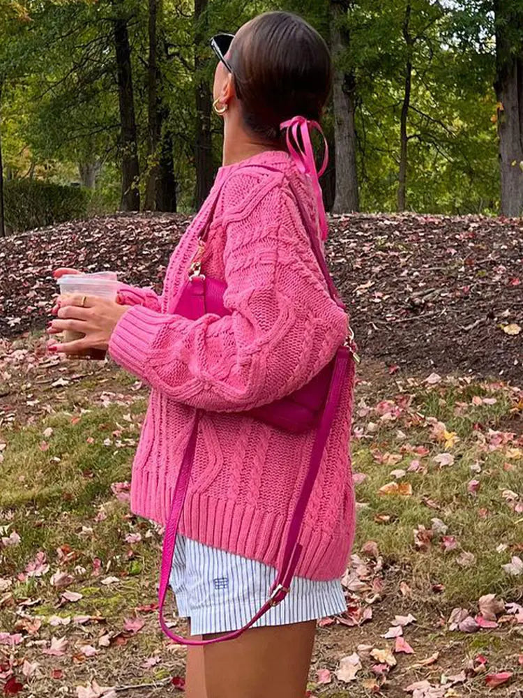 Crew Neck Vintage Pink Pullover