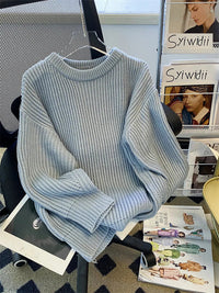 Round-Neck Oversized Knitted Pullover
