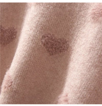Pink Heart Winter Knitted Sweater
