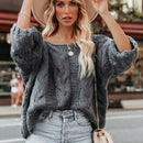 Oversized Twist Knitted Boho Retro Sweater
