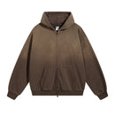 Vintage Washed Zipper Distressed Hoodies