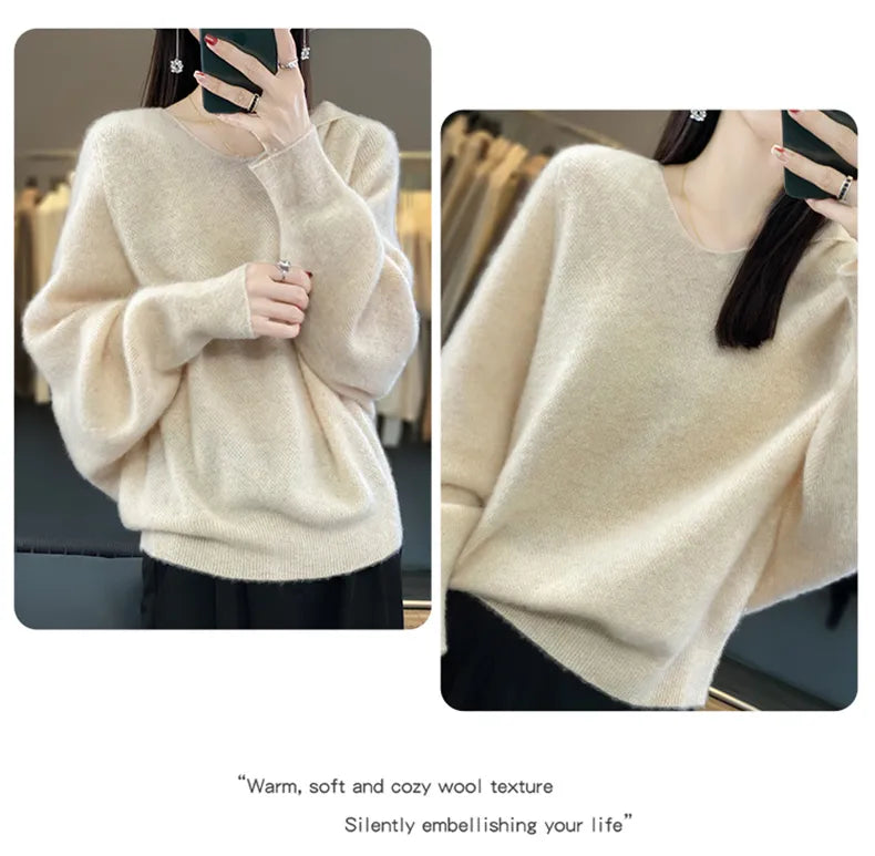 Hooded 100% Wool Knitted Sweater