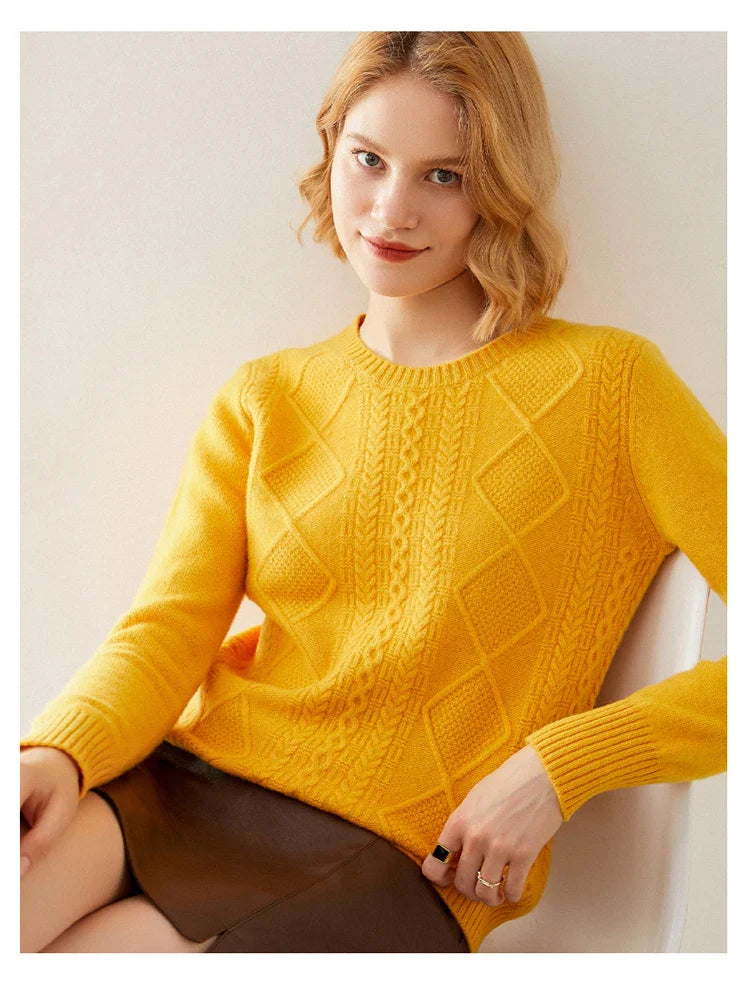 Round-Neck 100% Merino Wool Sweater
