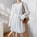 Vintage Round-neck Belted Knitted Dress