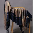 Big Plaid Wool Blended Scarf With Fringed