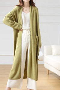 Open Front 100% Merino Wool Long Cardigan