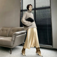 Loose High Neck Wool Pullover Sweater