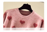 Pink Heart Winter Knitted Sweater
