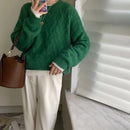 Crew Neck Cable Knit Cashmere Sweater