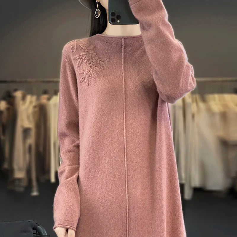 Cashmere and Wool Knitted Long Dress