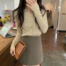 Polo Lapel Wool Knit Cardigan