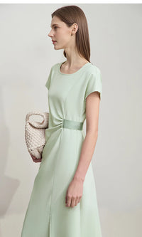 Solid Round Neck Sleeveless Dresses