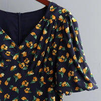 Floral Printed V-Neck Chiffon Dress